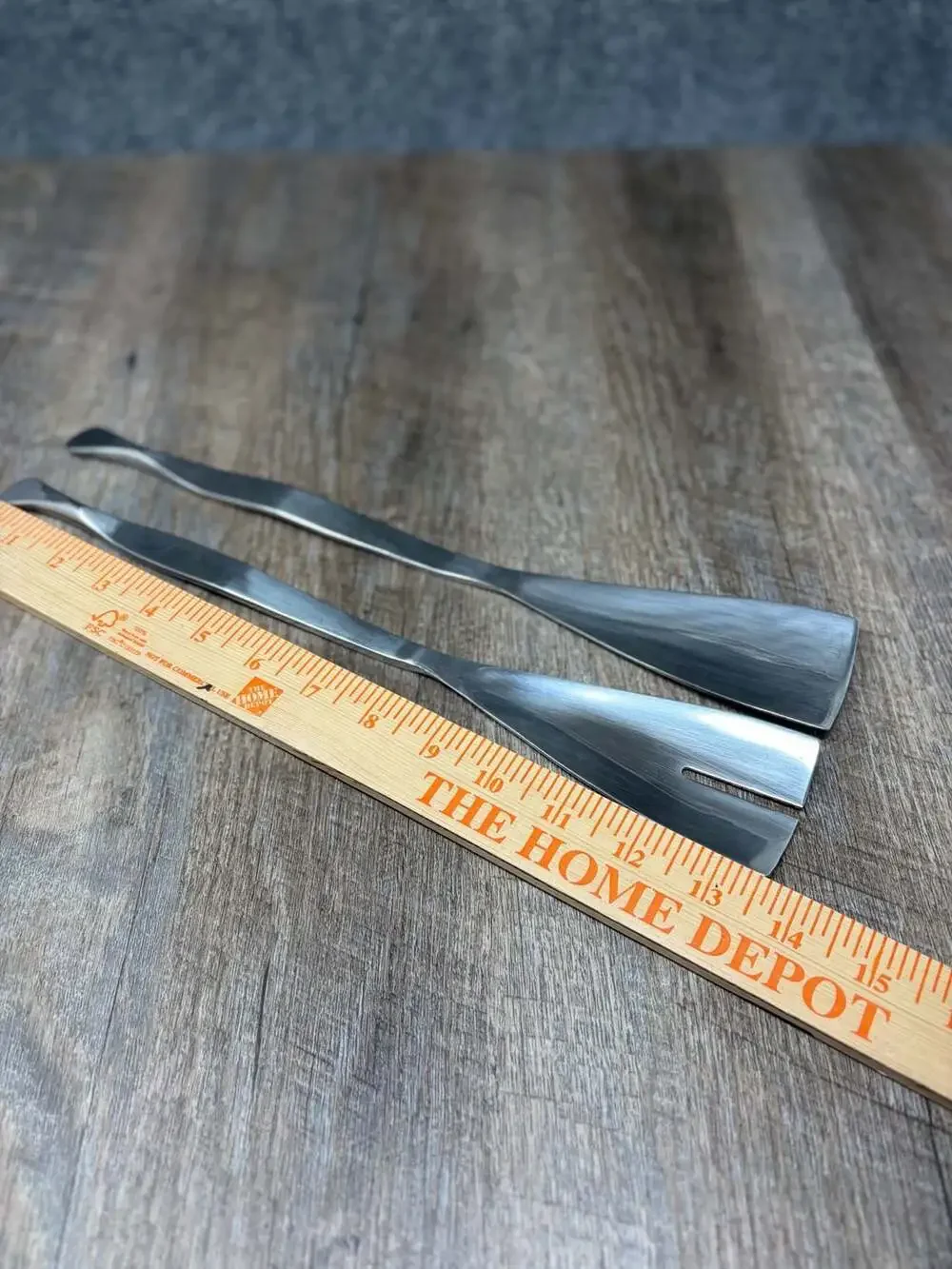 Arthur Salm style Mid Century Modern Stainless Steel Salad Serving Utensils Set
